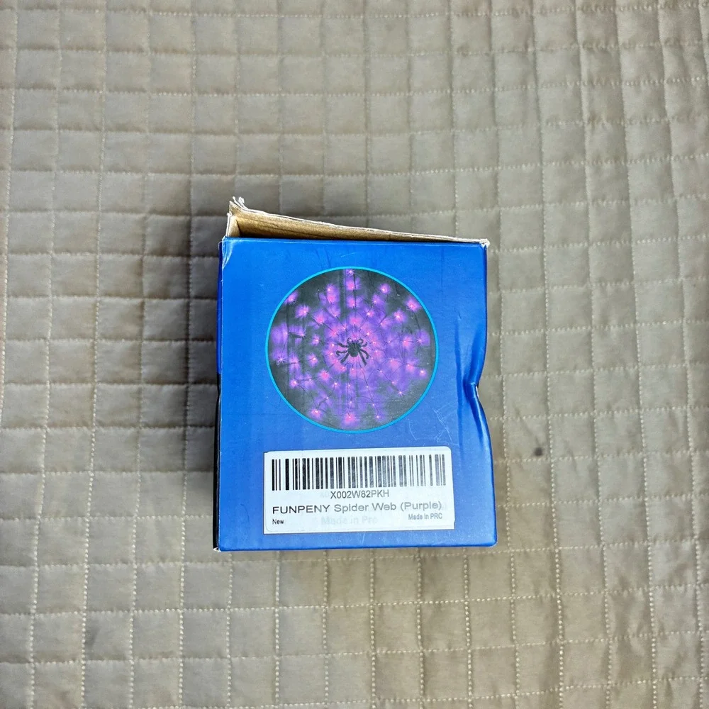 FUNPENY Lighted‎ Spider Web Purple LED Halloween Decoration Spooky Prop